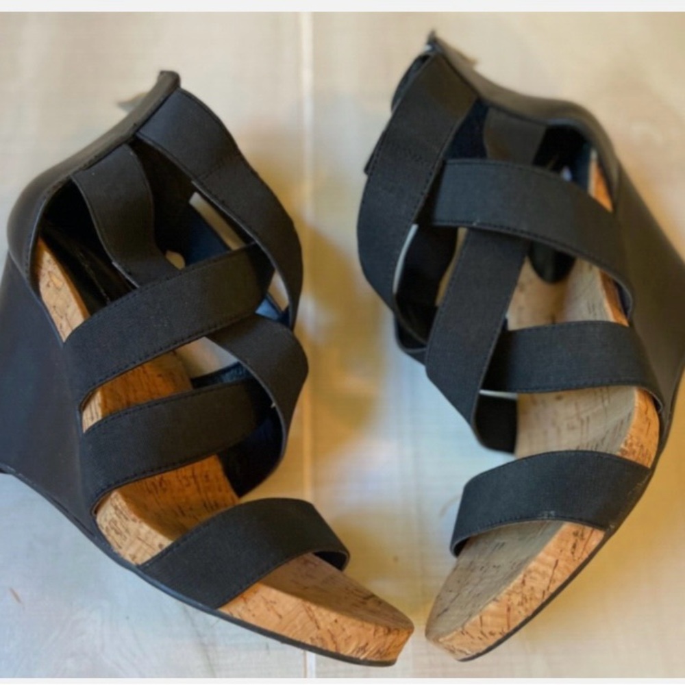 Black Wedge Sandals